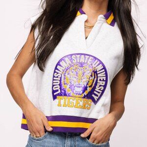 QUEEN OF SPARKLES LSU Tigers Tank Top - White and Purple